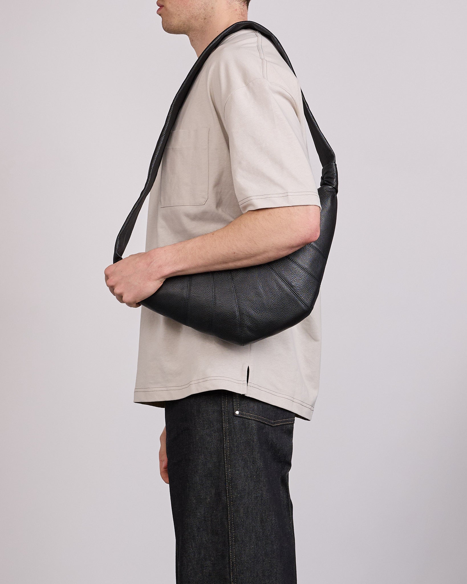 LEMAIRE Croissant Bag Medium Soft Grain Leather Black – LESS 17