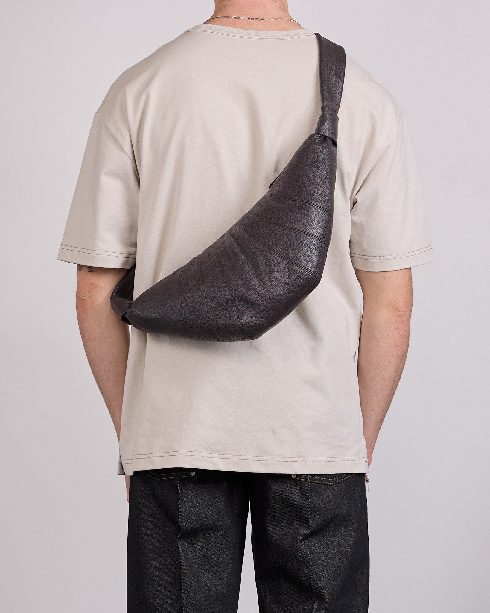 LEMAIRE Croissant Bag Medium Soft Grain Leather Dark Chocolate