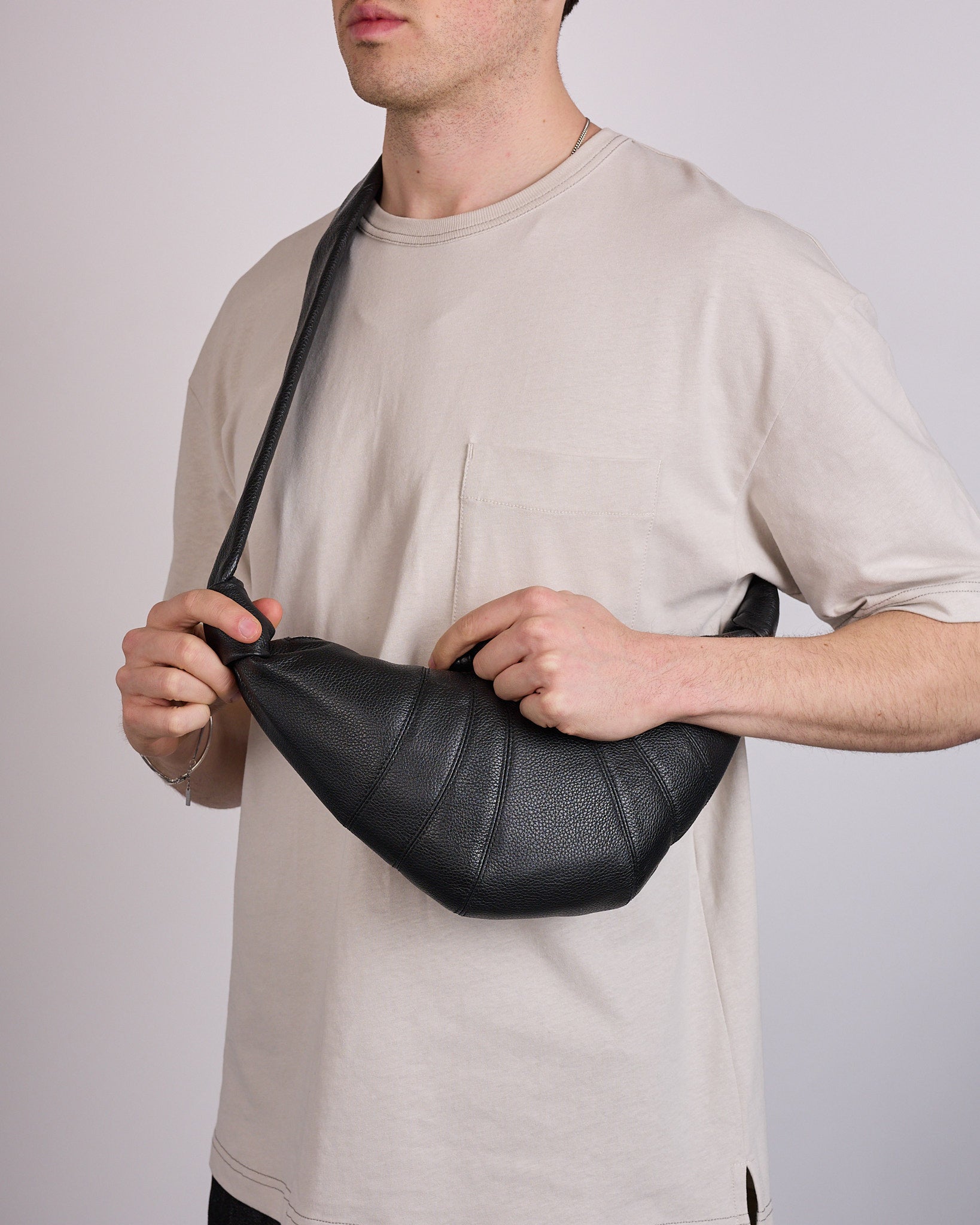 LEMAIRE Croissant Bag Small Soft Grain Leather Black – LESS 17