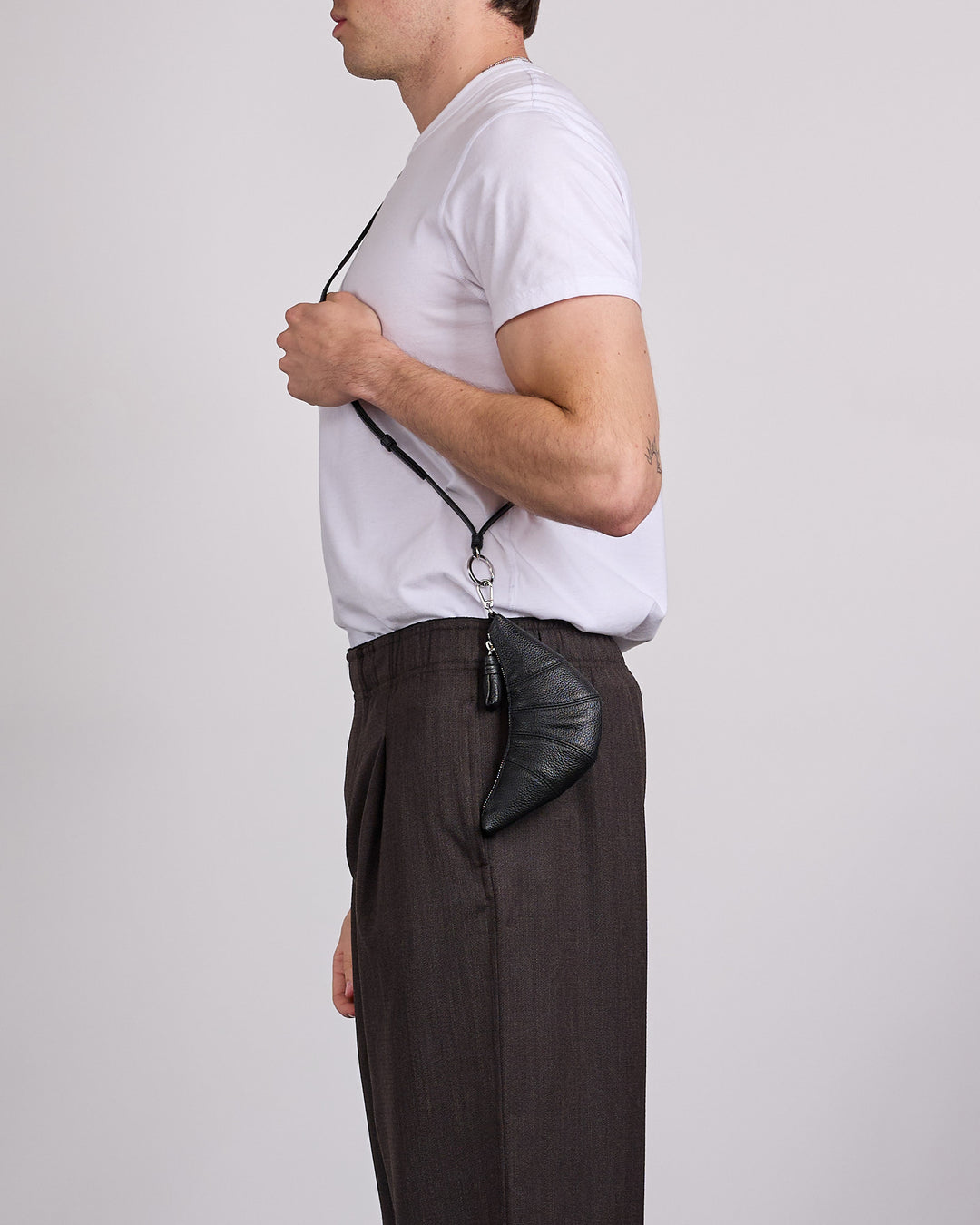 LEMAIRE Crossbody Croissant Coin Bag Black