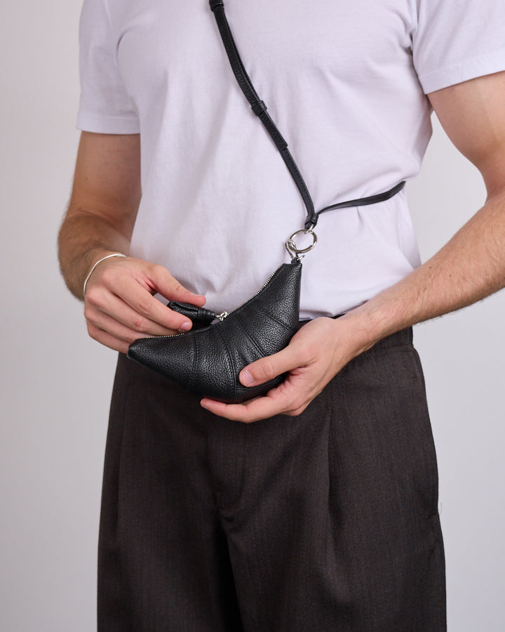 LEMAIRE Crossbody Croissant Coin Bag Black