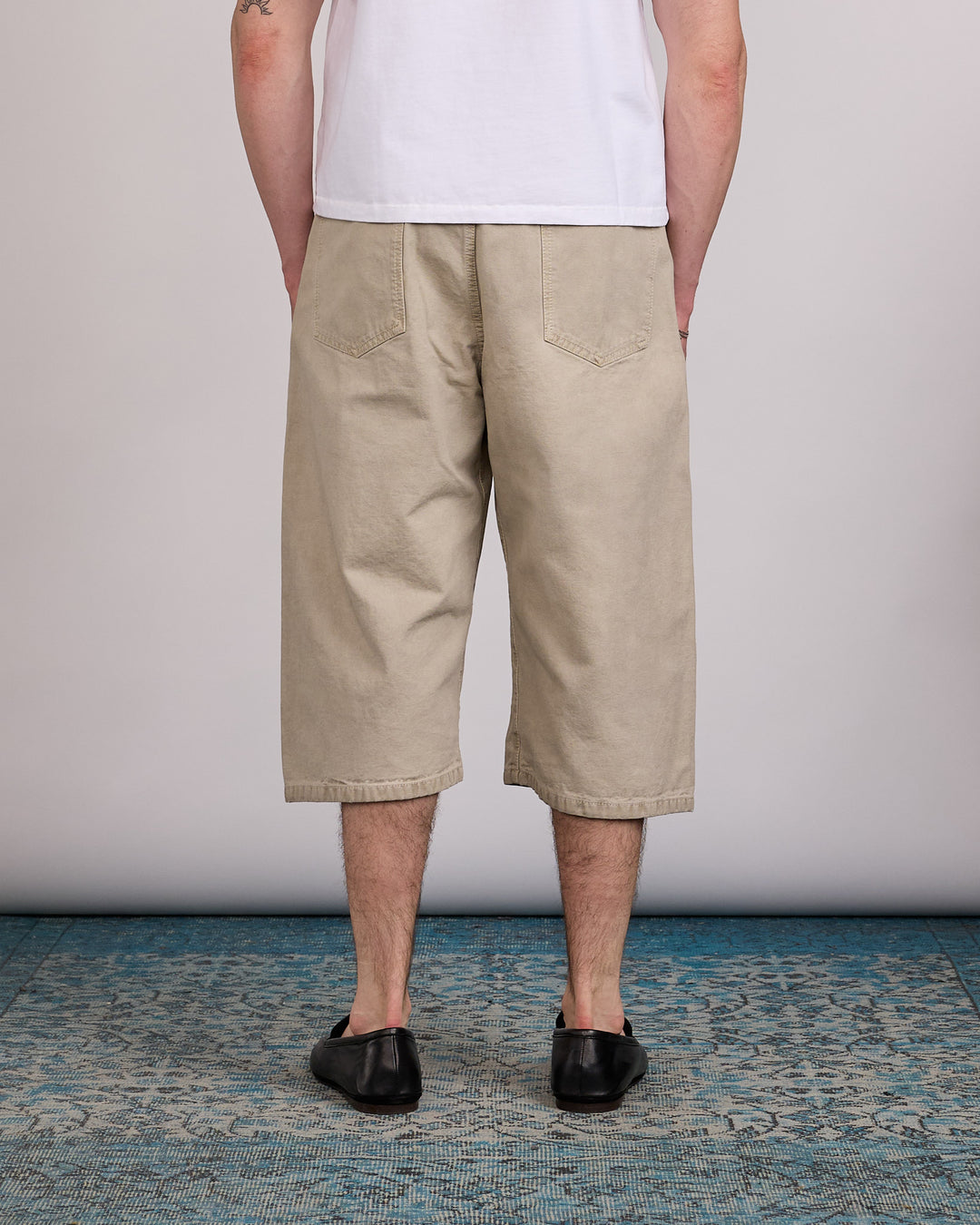 LEMAIRE Denim Short Heavy Snow Broken Twill Moonstone