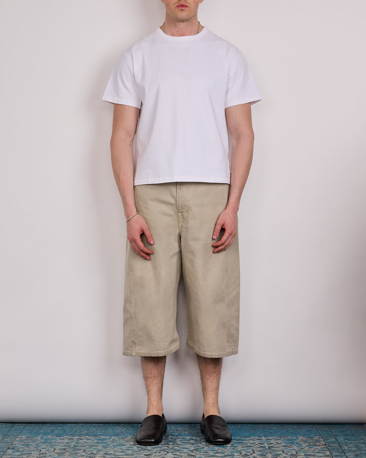 LEMAIRE Denim Short Heavy Snow Broken Twill Moonstone