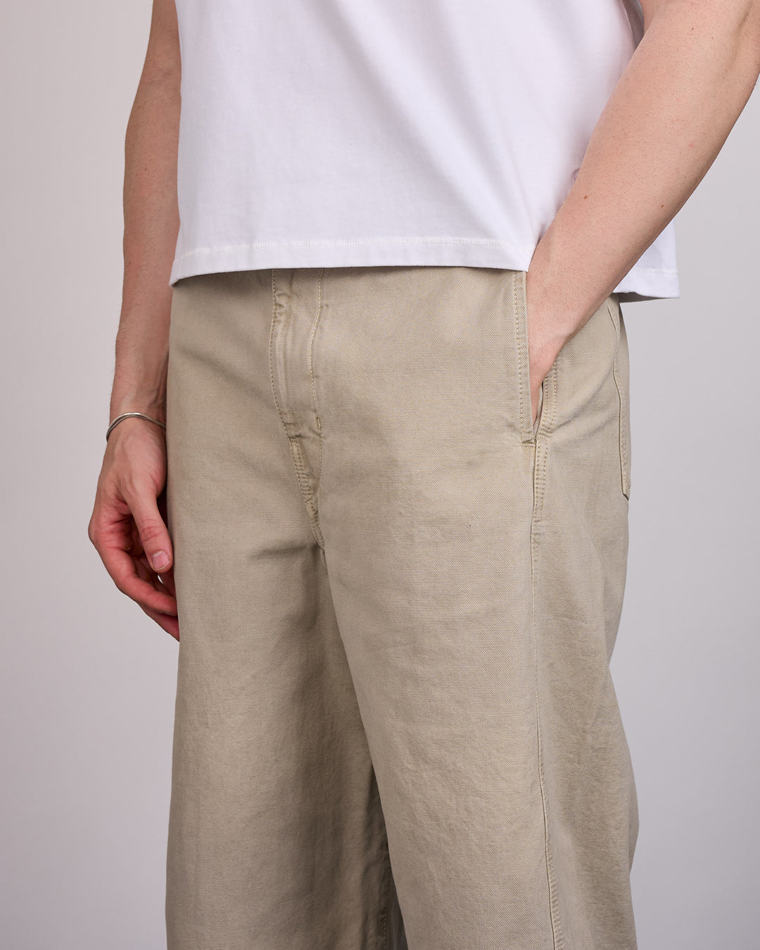 LEMAIRE Denim Short Heavy Snow Broken Twill Moonstone