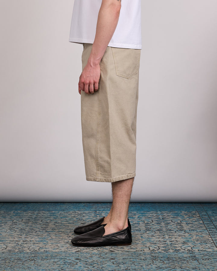LEMAIRE Denim Short Heavy Snow Broken Twill Moonstone