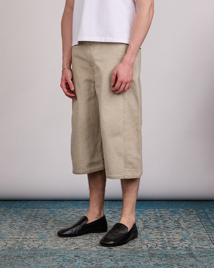 LEMAIRE Denim Short Heavy Snow Broken Twill Moonstone