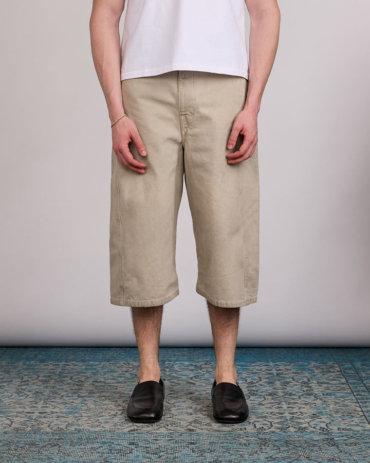 LEMAIRE Denim Short Heavy Snow Broken Twill Moonstone