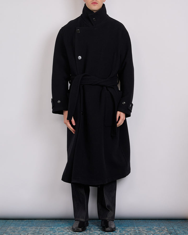 LEMAIRE Double Wool Wrap Coat Black