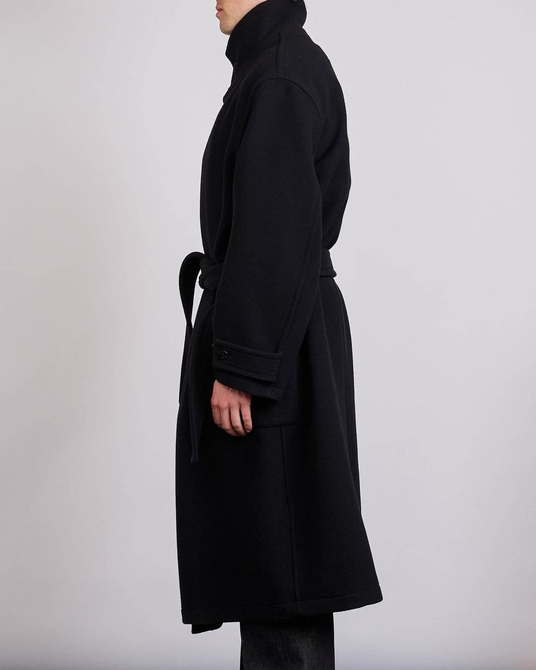 LEMAIRE Double Wool Wrap Coat Black