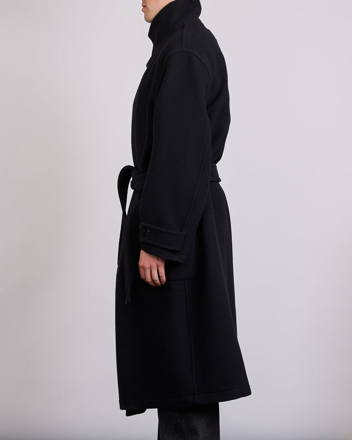 LEMAIRE Double Wool Wrap Coat Black