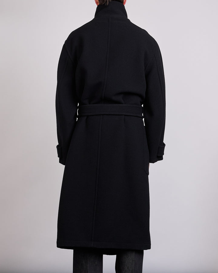 LEMAIRE Double Wool Wrap Coat Black