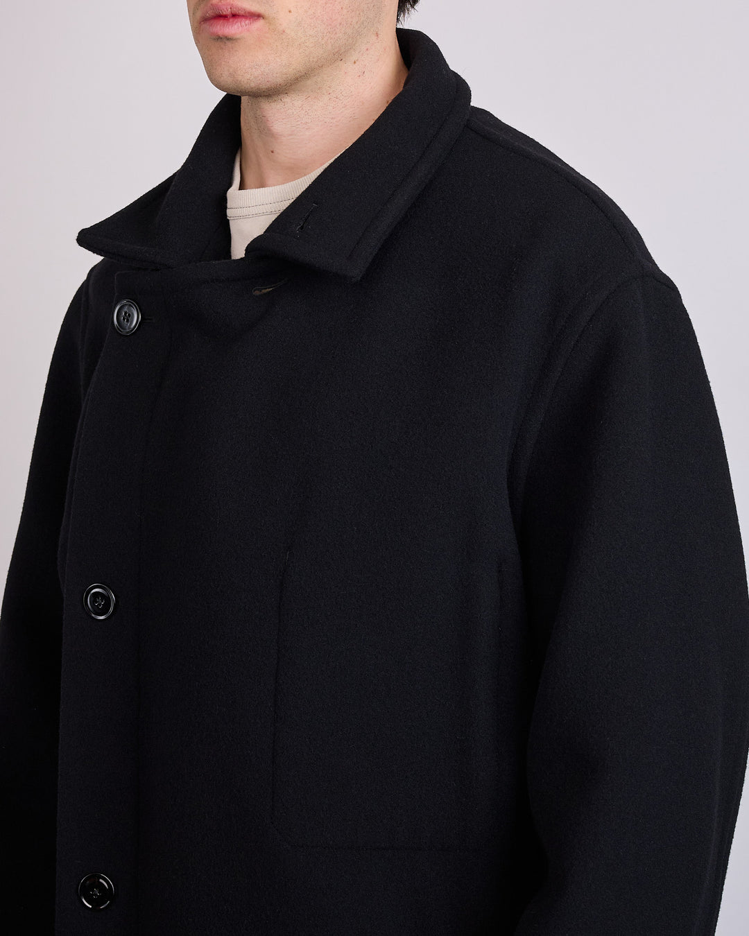 LEMAIRE Double Wool Wrap Coat Black