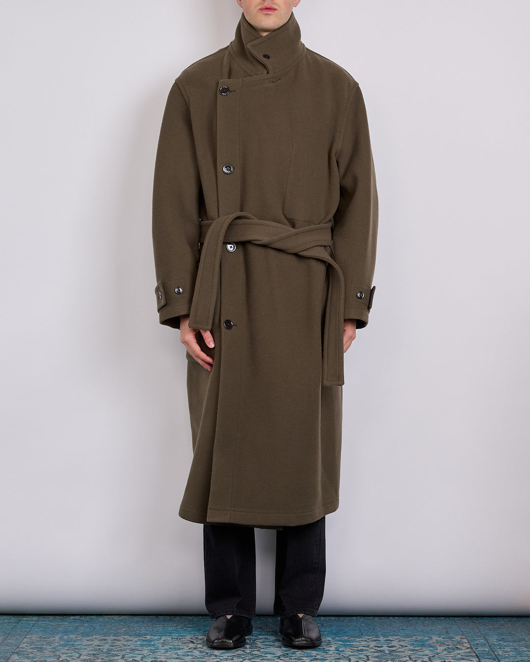 LEMAIRE Double Wool Wrap Coat Thyme
