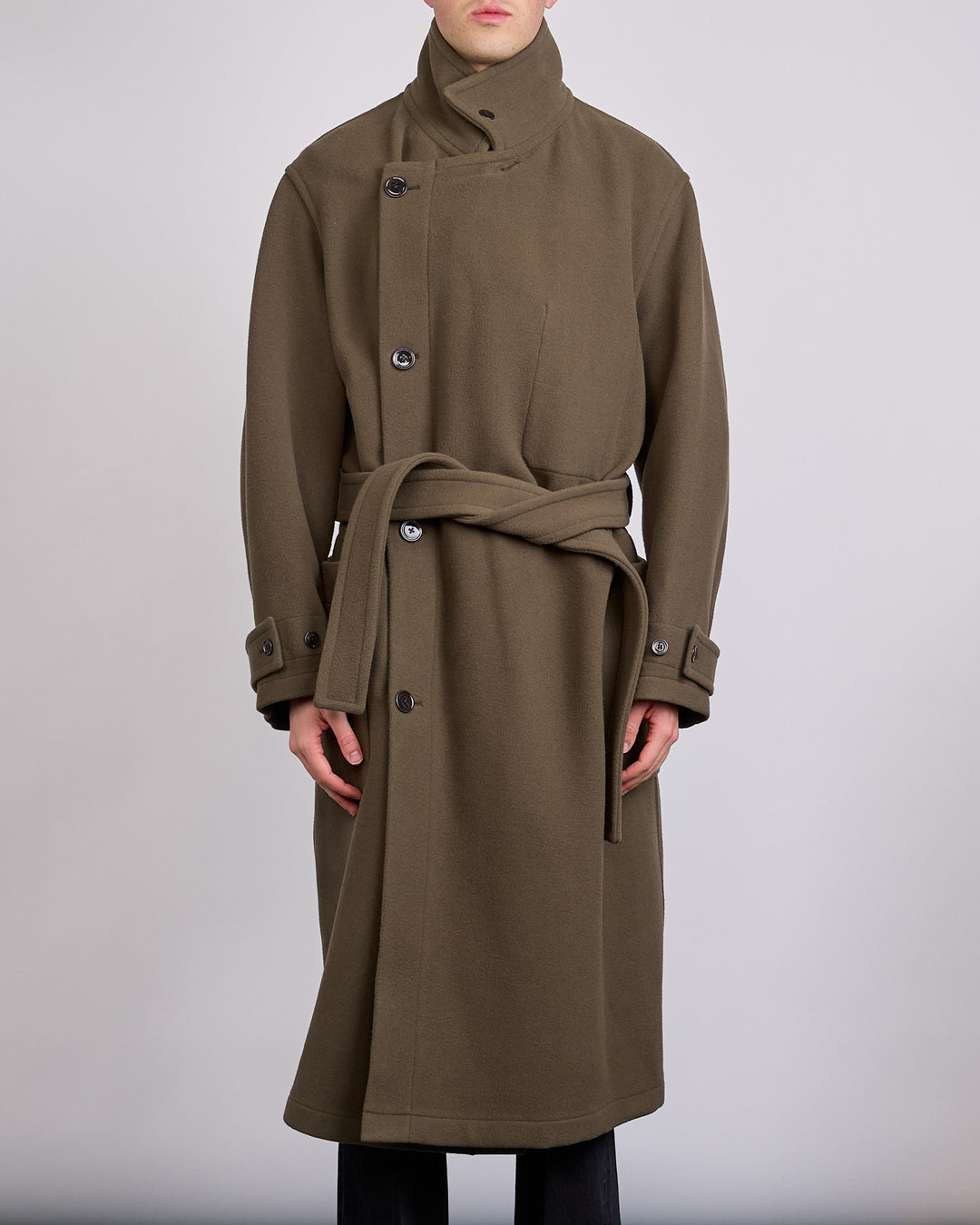 LEMAIRE Double Wool Wrap Coat Thyme