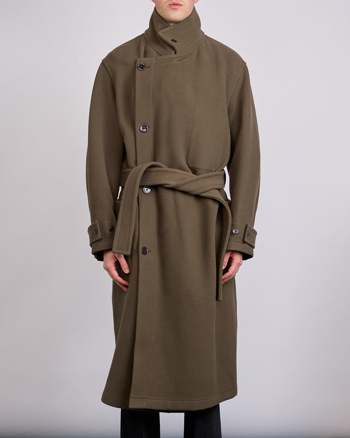 LEMAIRE Double Wool Wrap Coat Thyme