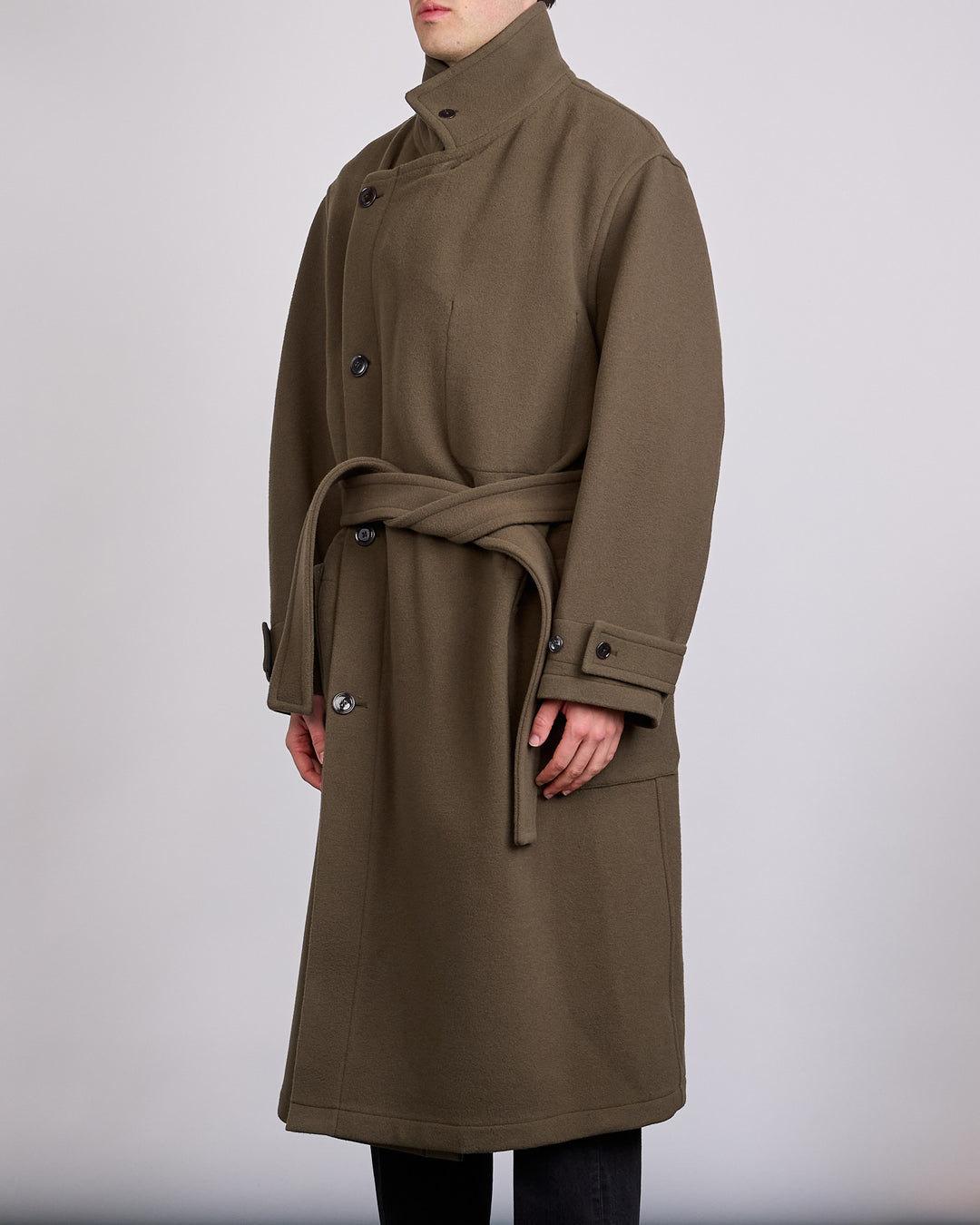 LEMAIRE Double Wool Wrap Coat Thyme