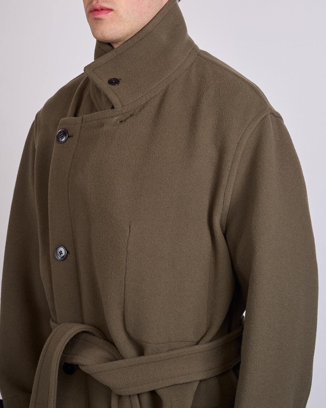 LEMAIRE Double Wool Wrap Coat Thyme