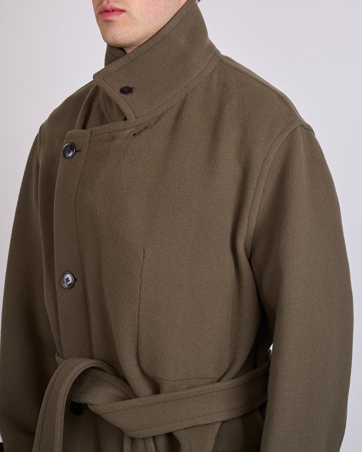 LEMAIRE Double Wool Wrap Coat Thyme