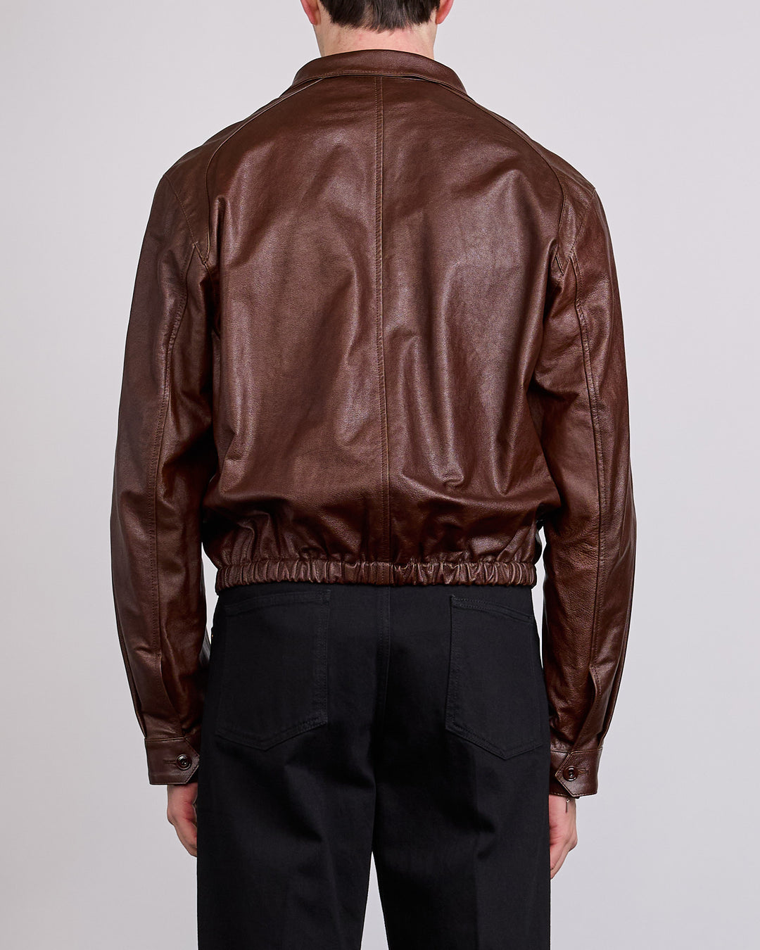 LEMAIRE Glossy Leather Harrington Jacket Brick