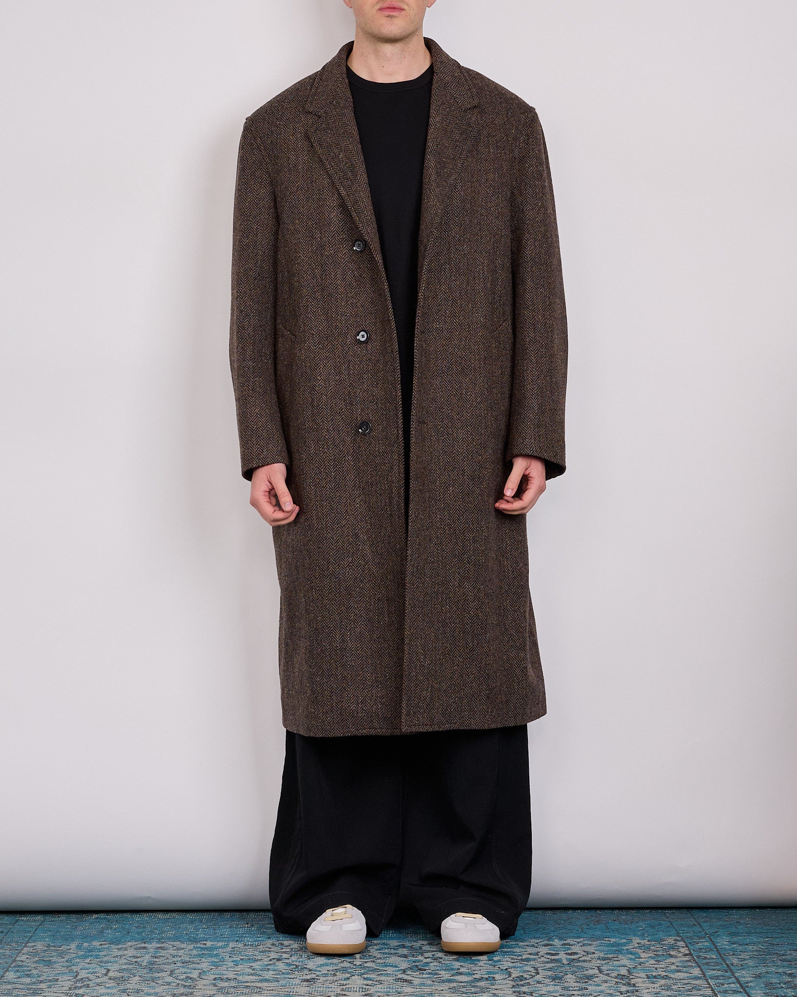 LEMAIRE Harris Tweed Chesterfield Coat Brown Melange – LESS 17