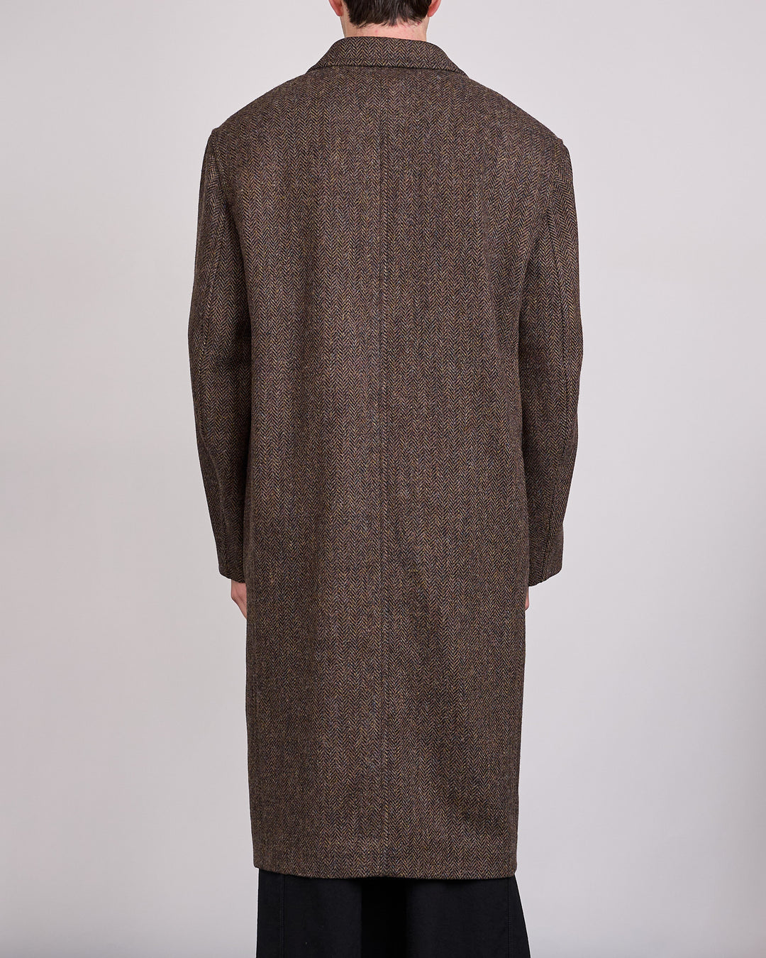 LEMAIRE Harris Tweed Chesterfield Coat Brown Melange