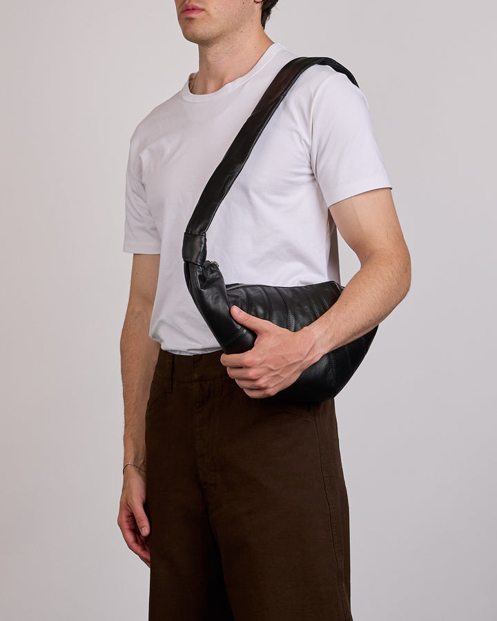 LEMAIRE Medium Croissant Nappa Leather Bag Black