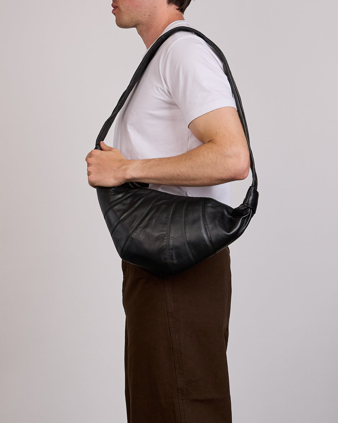 LEMAIRE Medium Croissant Nappa Leather Bag Black