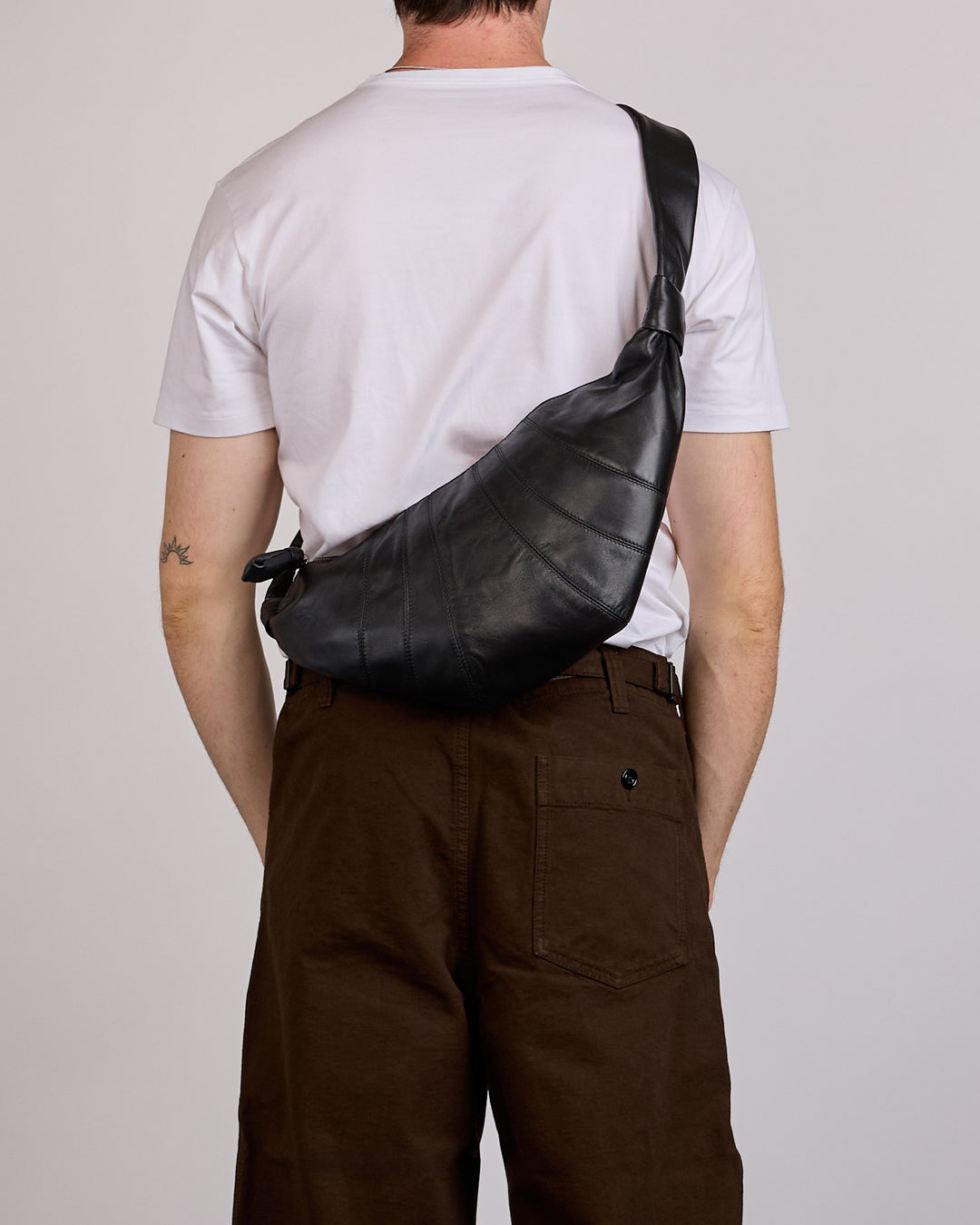 LEMAIRE Medium Croissant Nappa Leather Bag Black