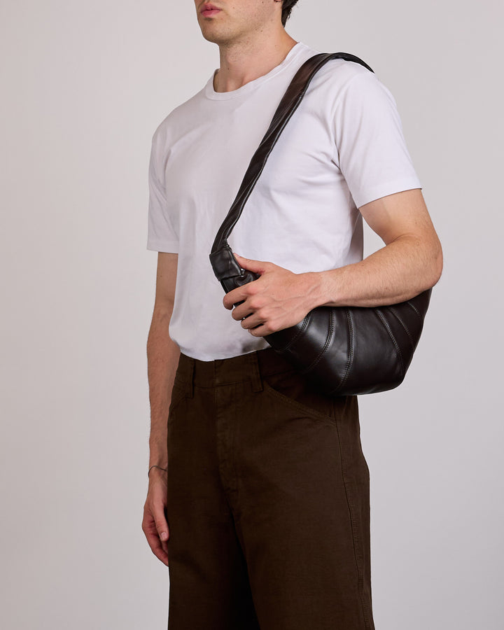 LEMAIRE Medium Croissant Nappa Leather Bag Dark Chocolate