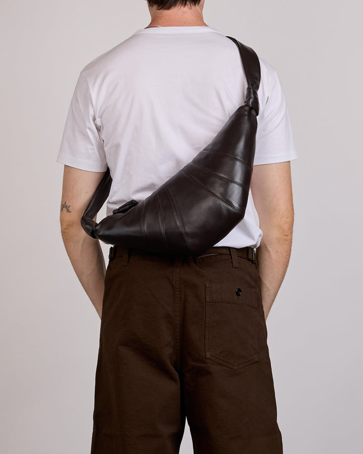 LEMAIRE Medium Croissant Nappa Leather Bag Dark Chocolate