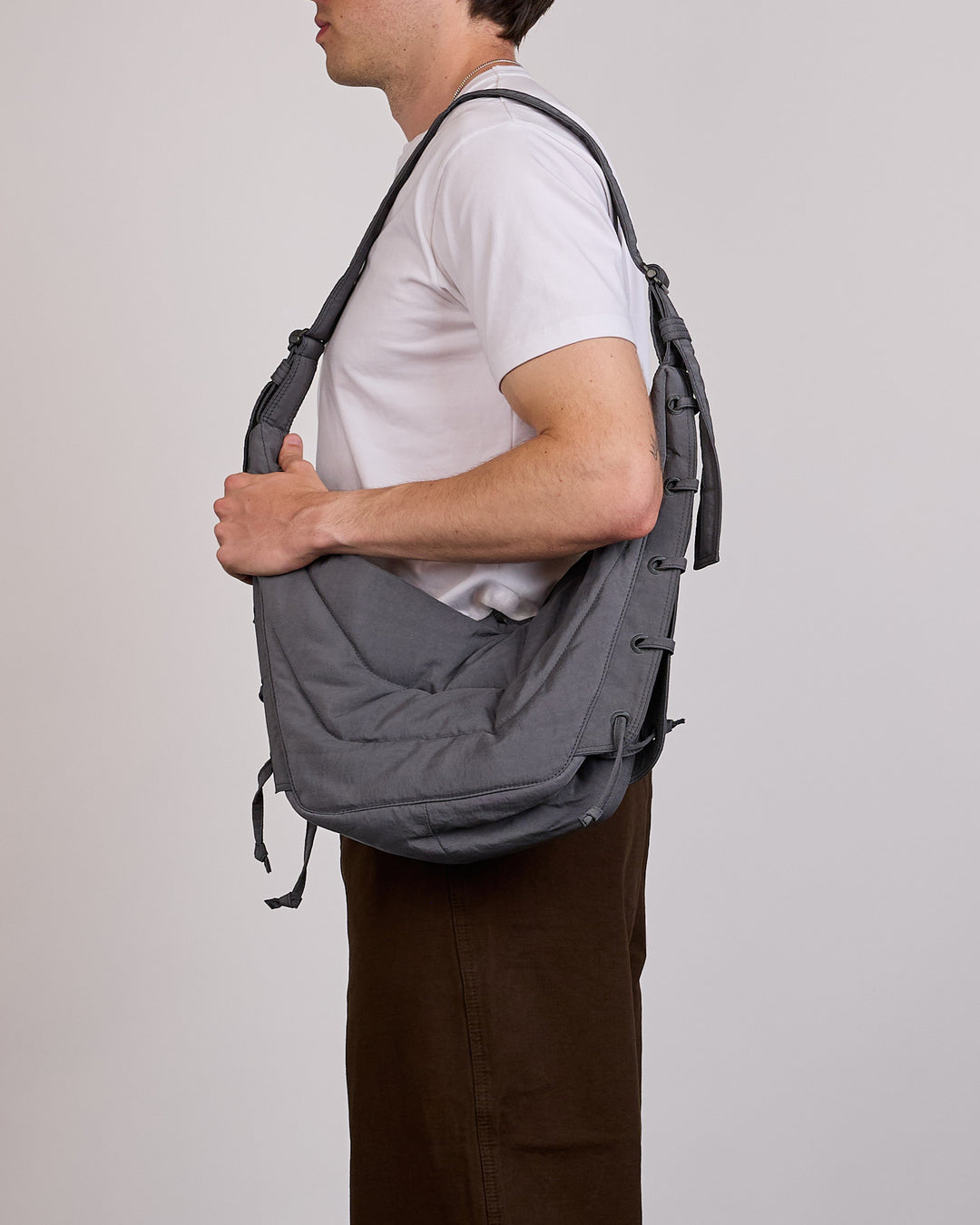 LEMAIRE Medium Soft Game Bag WR Canvas Grey Blue