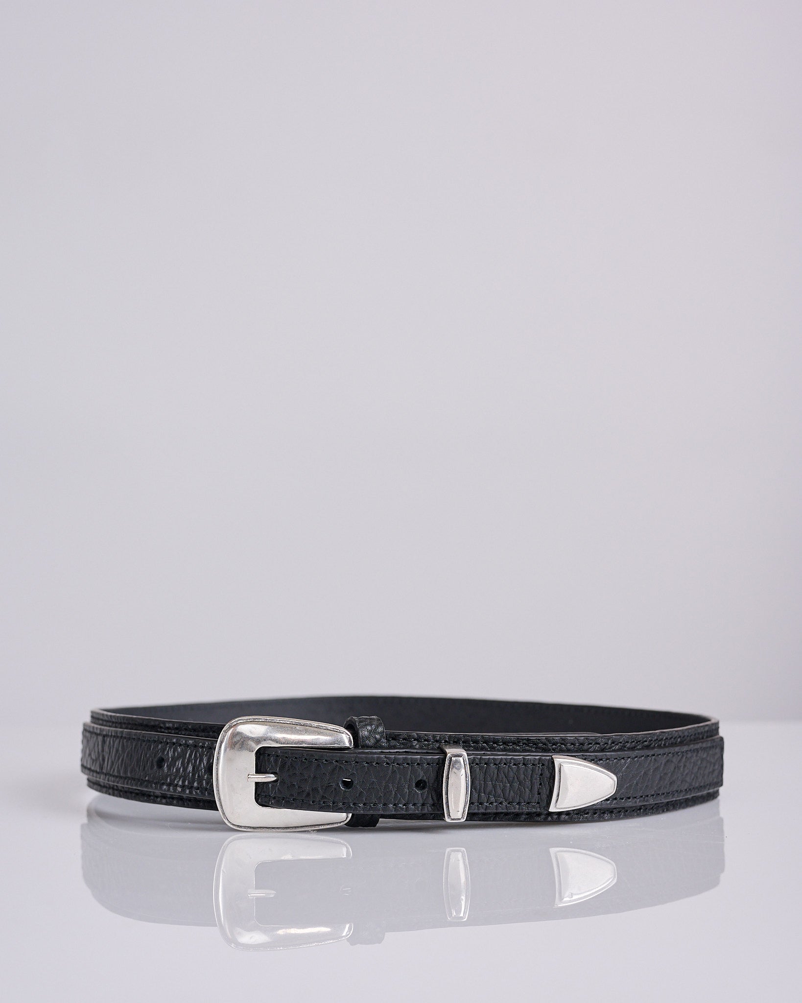 LEMAIRE　CLIP BELT 15MM　BLACK CLIP BELT 15MM - Black - Vegetable Leather - Unisex | LEMAIRE