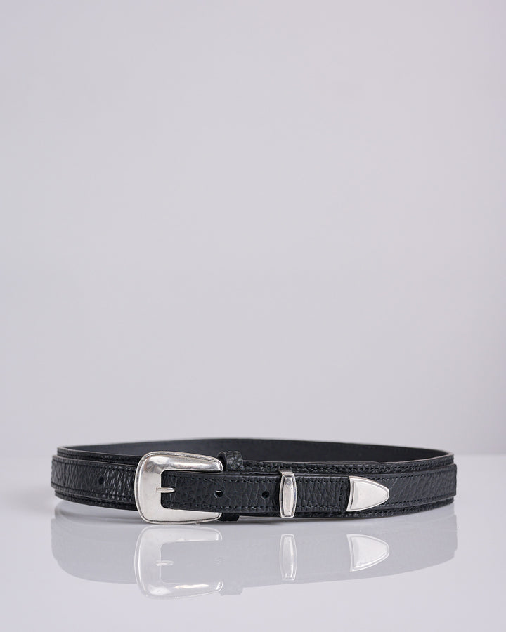 LEMAIRE Minimal Western Belt Grained Leather Black