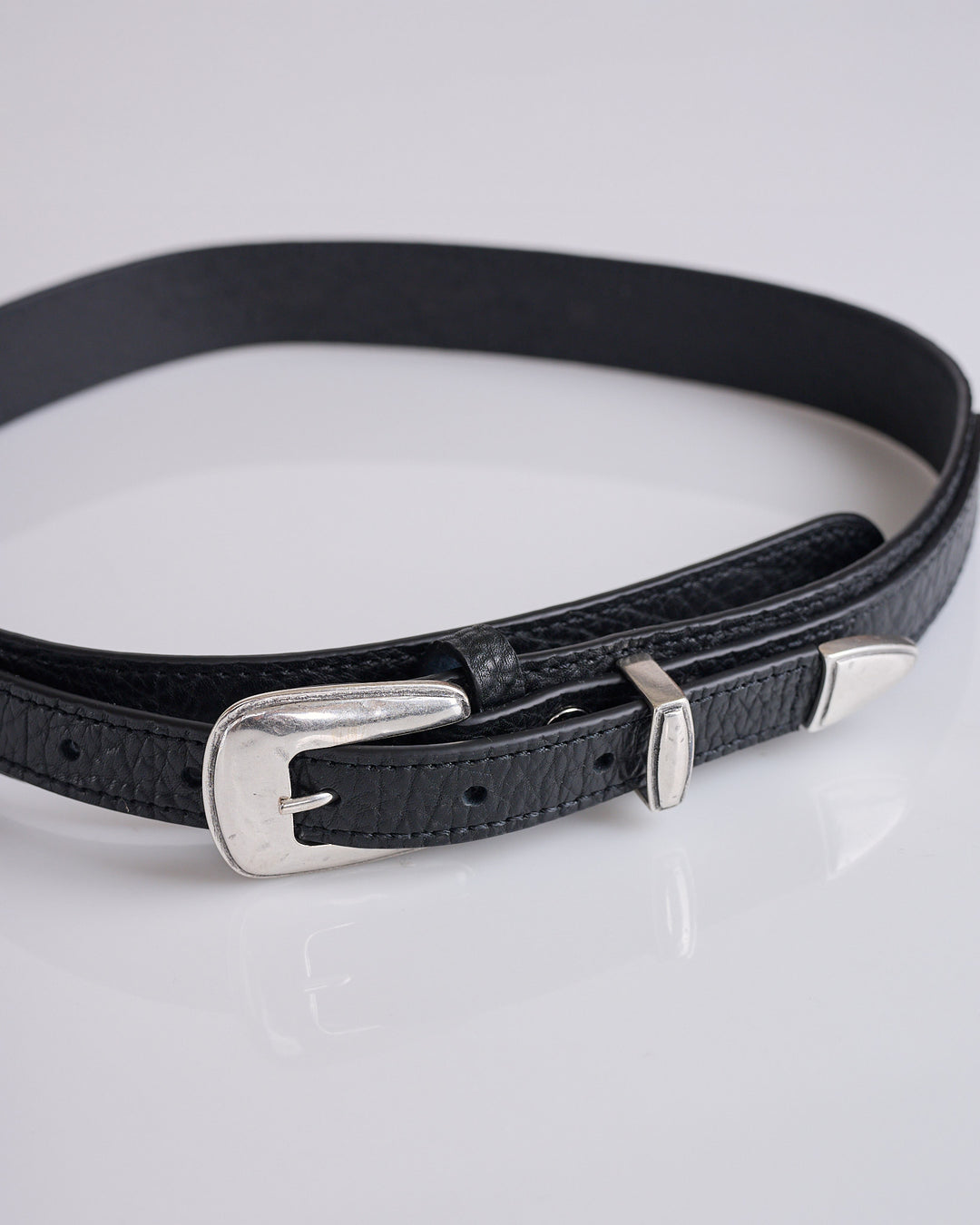 LEMAIRE Minimal Western Belt Grained Leather Black