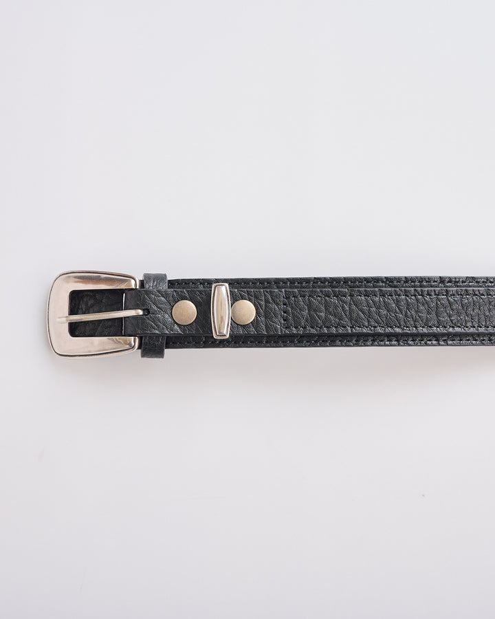 LEMAIRE Minimal Western Grained Leather Belt Black