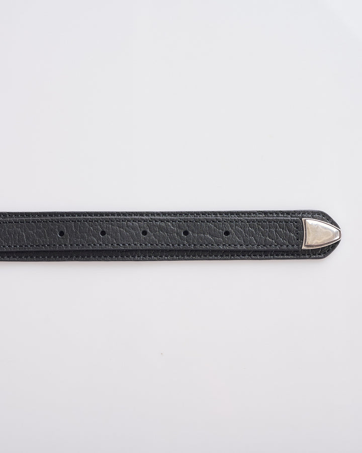 LEMAIRE Minimal Western Grained Leather Belt Black