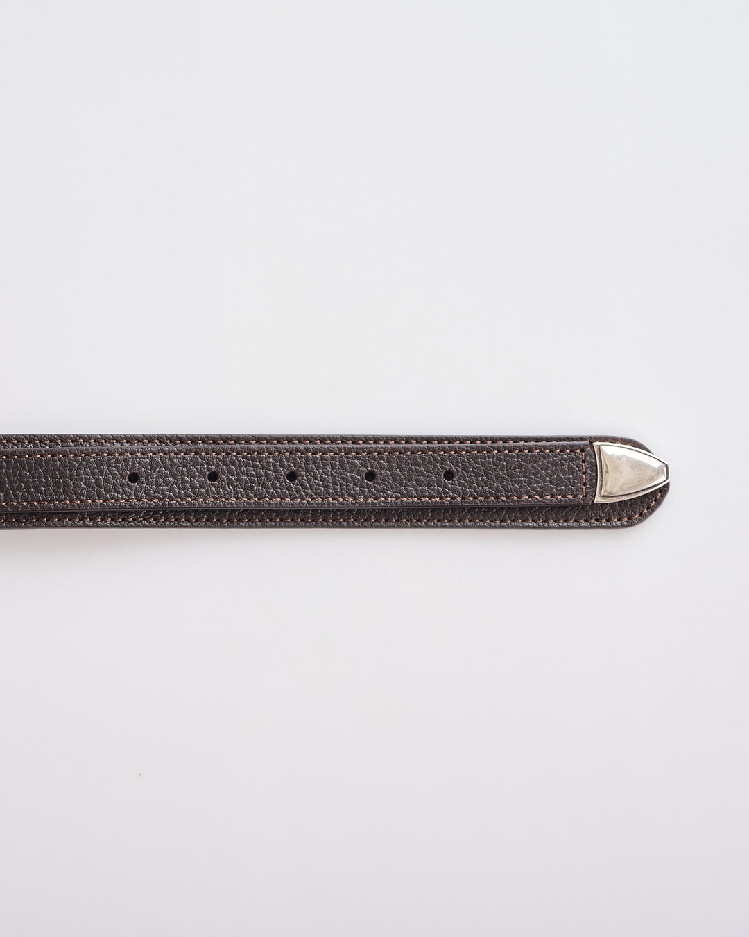LEMAIRE Minimal Western Grained Leather Belt Dark Brown