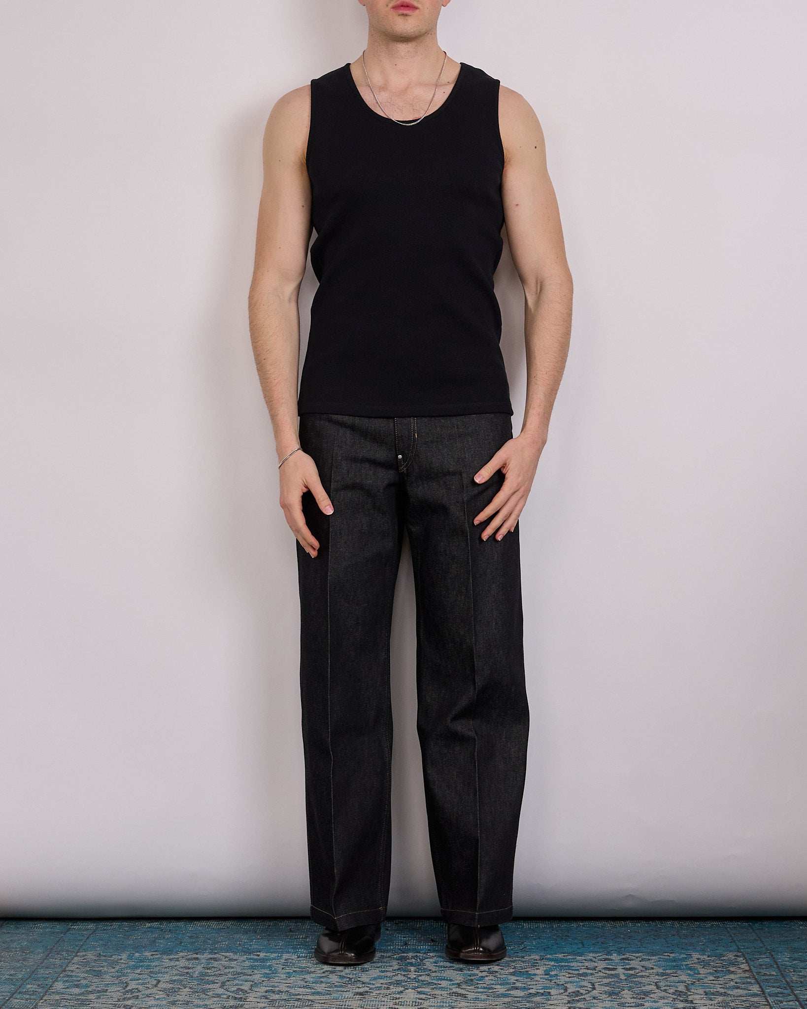LEMAIRE Rib Tank Top Cotton-Linen Jersey Black – LESS 17