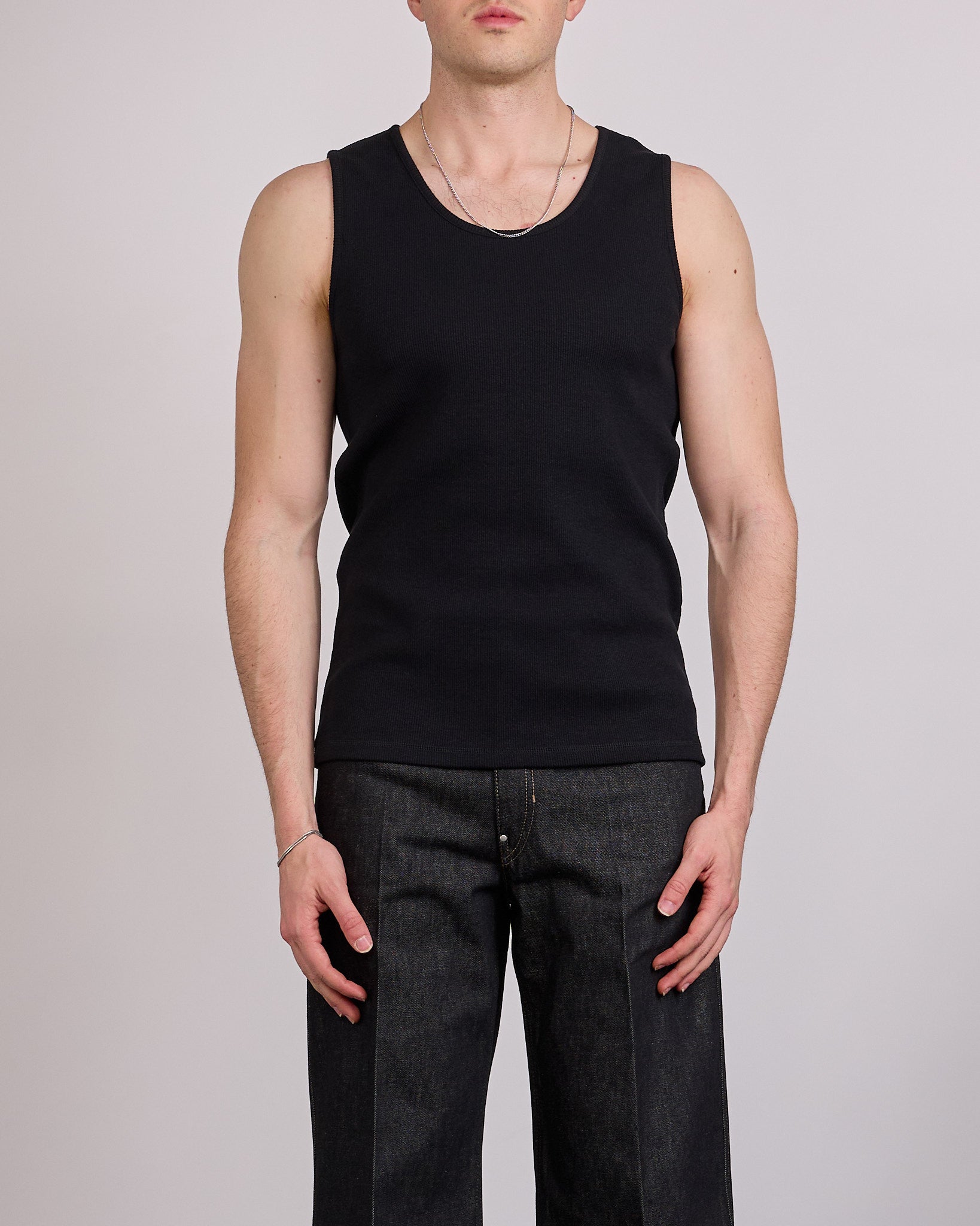 LEMAIRE Rib Tank Top Cotton-Linen Jersey Black – LESS 17