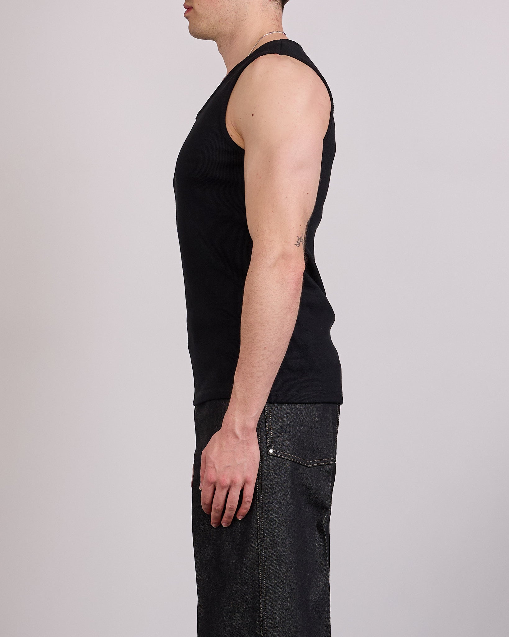 LEMAIRE Rib Tank Top Cotton-Linen Jersey Black – LESS 17