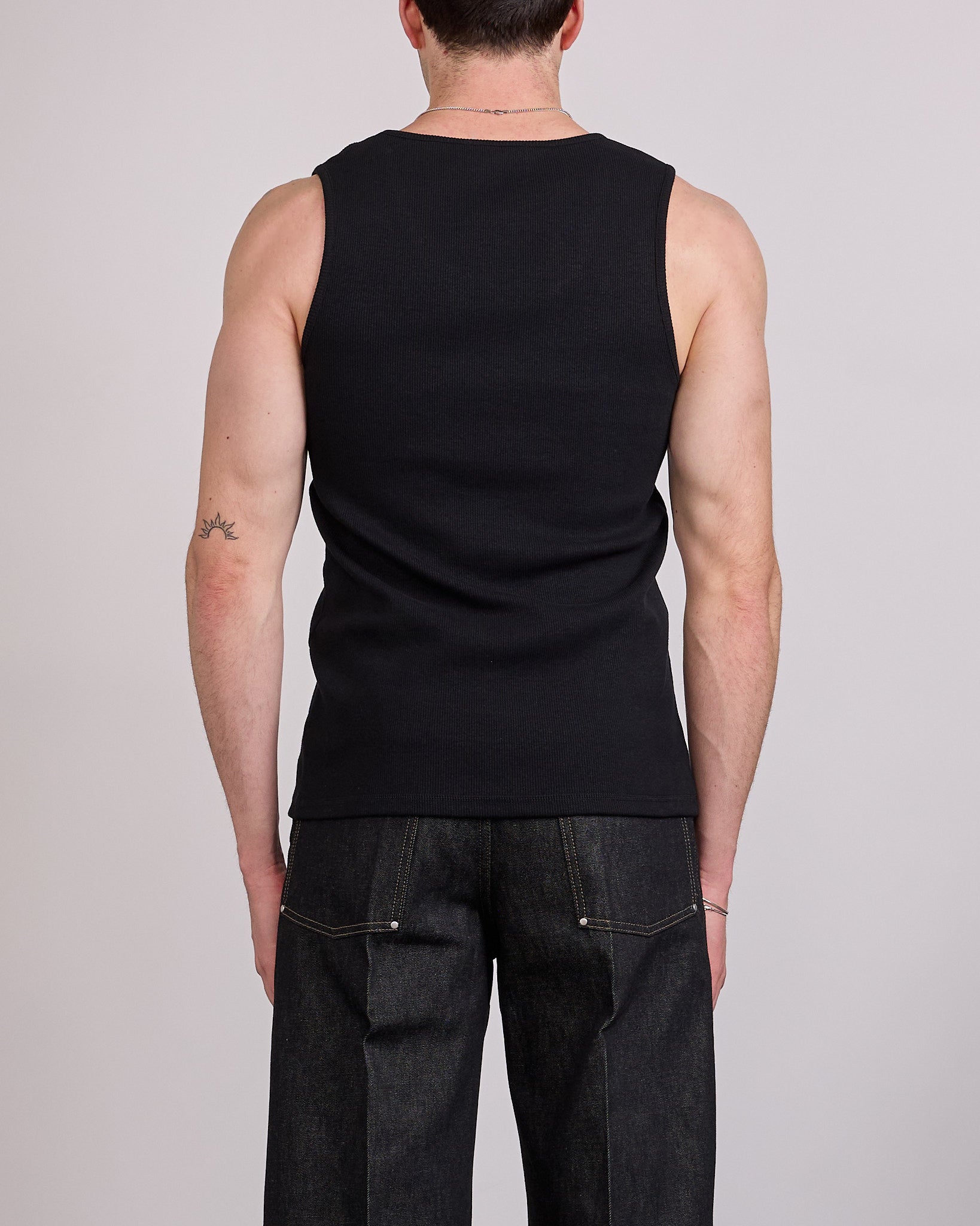 LEMAIRE Rib Tank Top Cotton-Linen Jersey Black – LESS 17