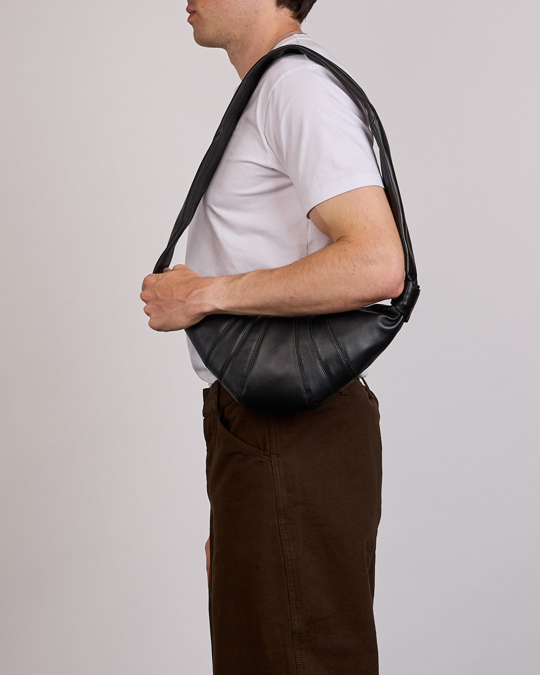 LEMAIRE Small Croissant Nappa Leather Bag Black