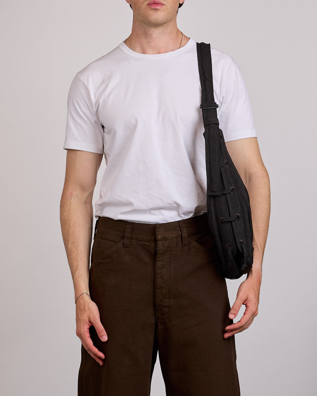 LEMAIRE Medium Soft Game Bag WR Canvas Dark Chocolate