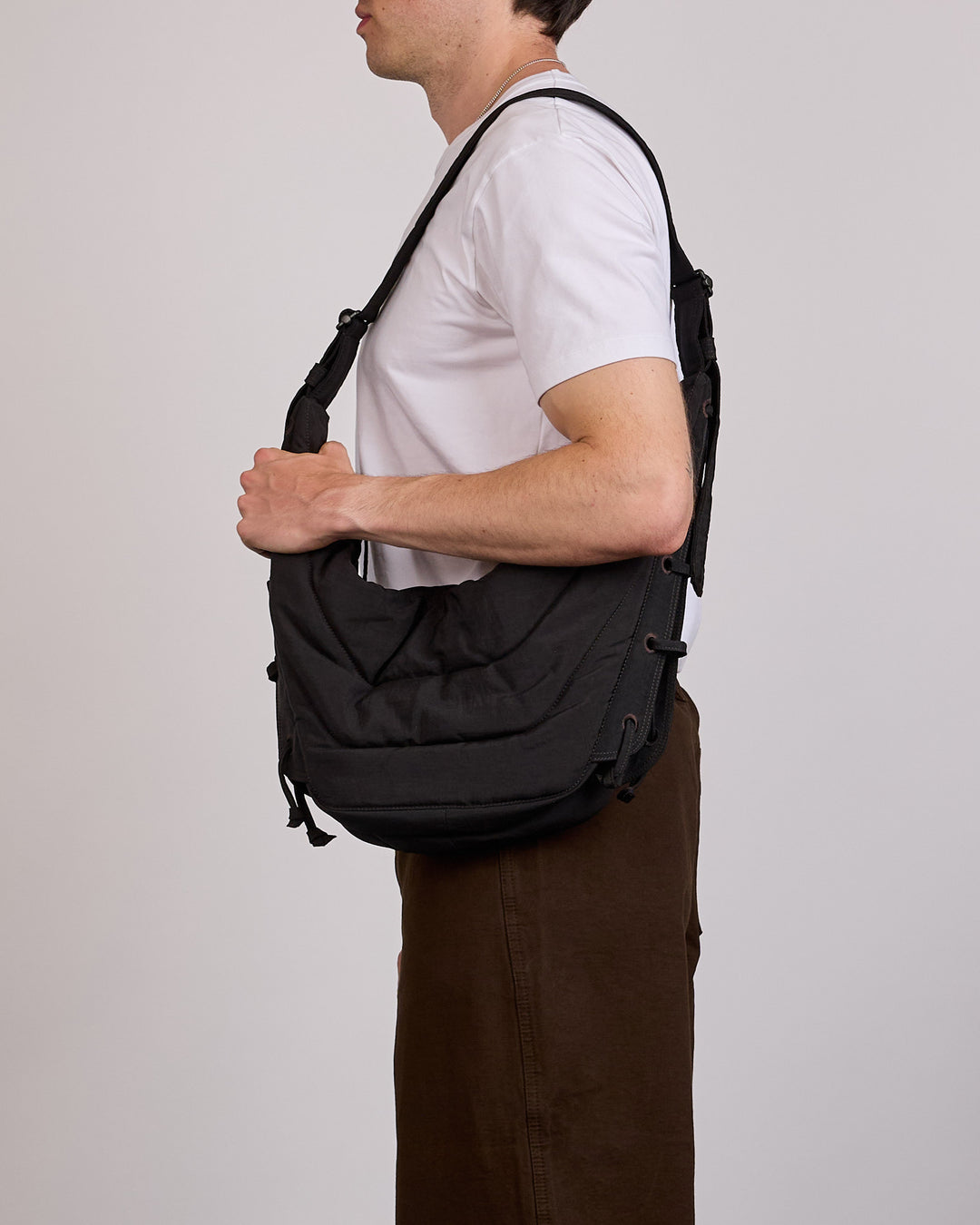 LEMAIRE Medium Soft Game Bag WR Canvas Dark Chocolate