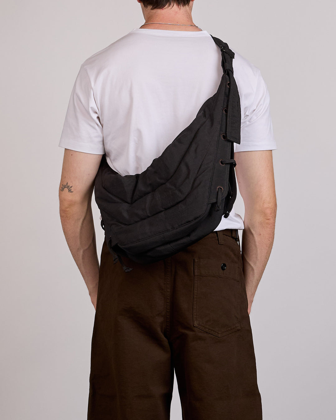 LEMAIRE Medium Soft Game Bag WR Canvas Dark Chocolate