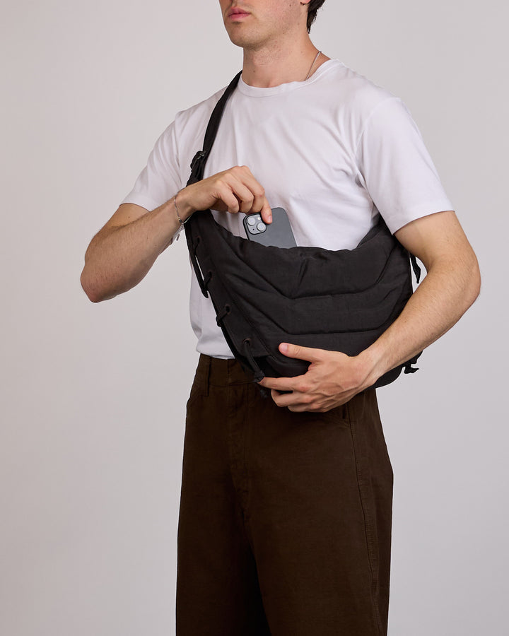 LEMAIRE Medium Soft Game Bag WR Canvas Dark Chocolate