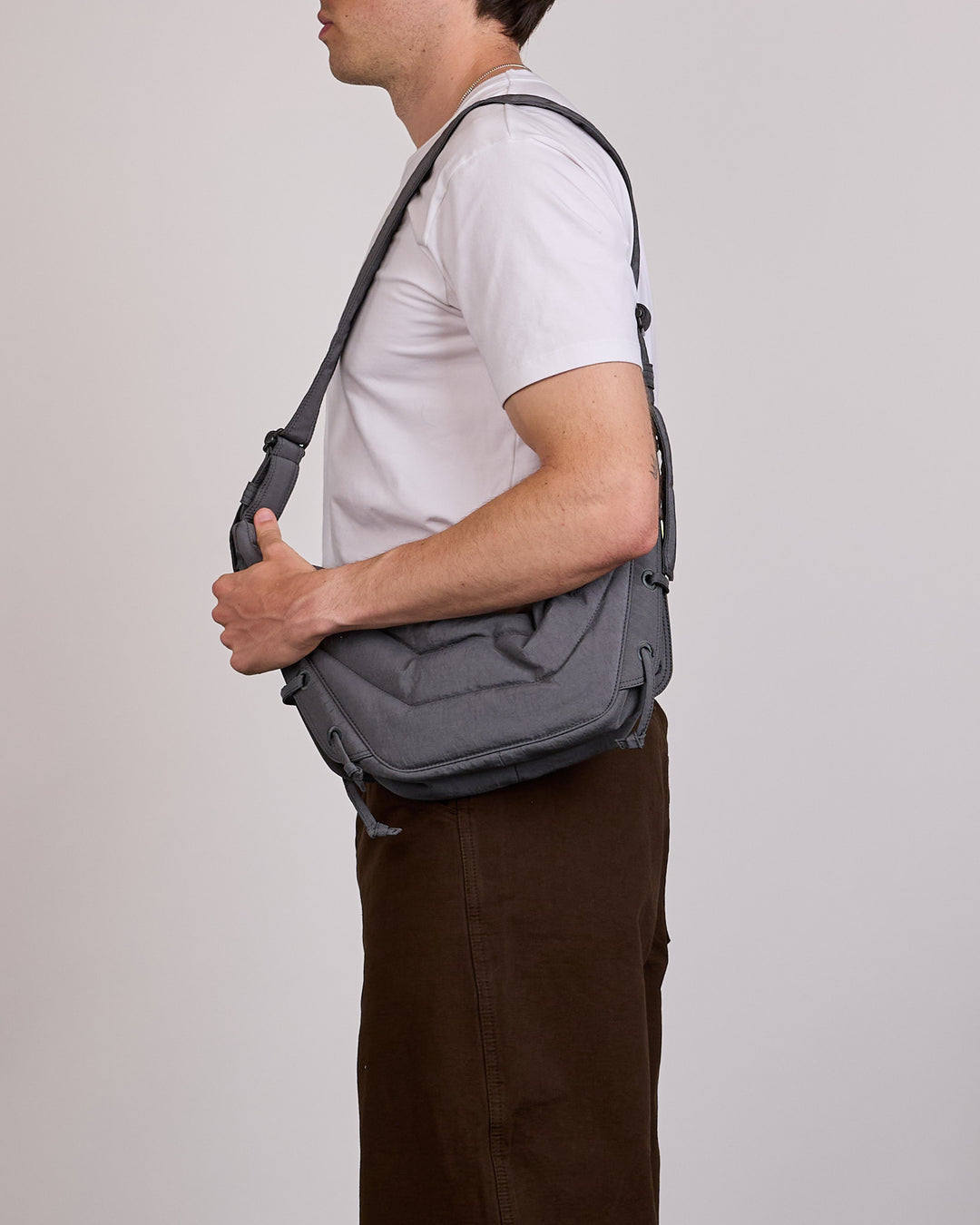 LEMAIRE Small Soft Game Bag WR Canvas Grey Blue