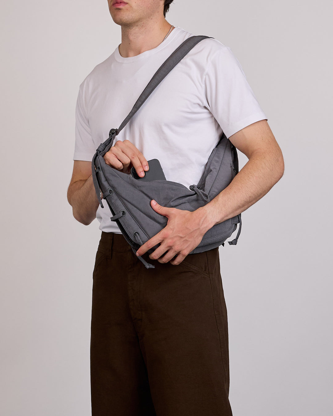 LEMAIRE Small Soft Game Bag WR Canvas Grey Blue