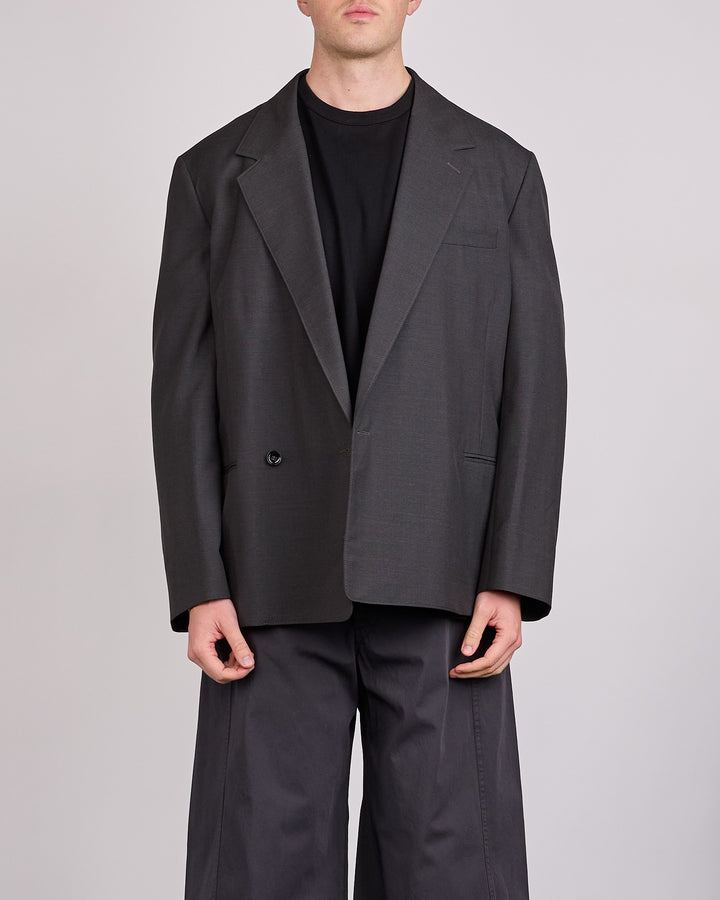 LEMAIRE Tropical Wool Blend Soft DB Blazer Coal