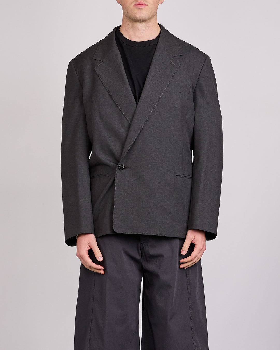 LEMAIRE Tropical Wool Blend Soft DB Blazer Coal